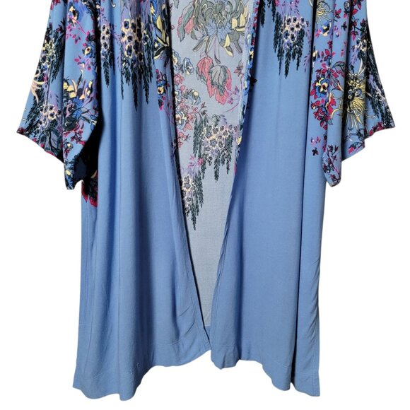 Ultimately Free People Womens Blue Floral Don't Know Kimono XS/S Boho Cottage - Picture 3 of 12
